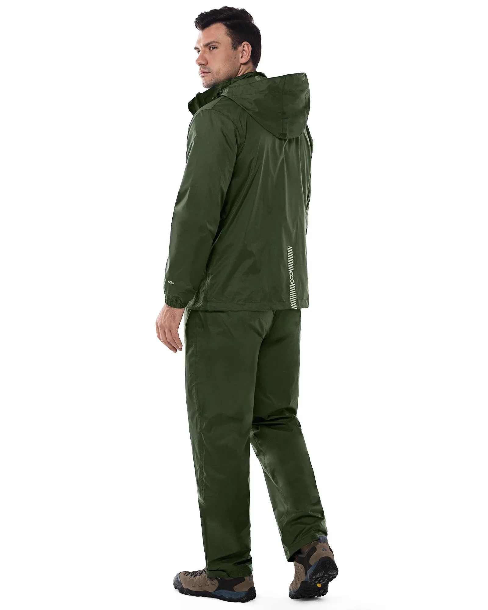 1.39 lbs 5000mm W/P Index 3000 Level Breathable Men's Packable Rain Suit with 5 Pockets and Reflective Design