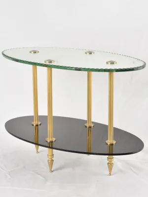 1970s oval side table - mirrored 21¾"