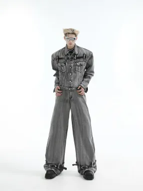 【24s Aug.】Heavy Distressed Belt-decorated Denim Suit