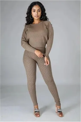 2pc Taupe Sweater Jogging Set