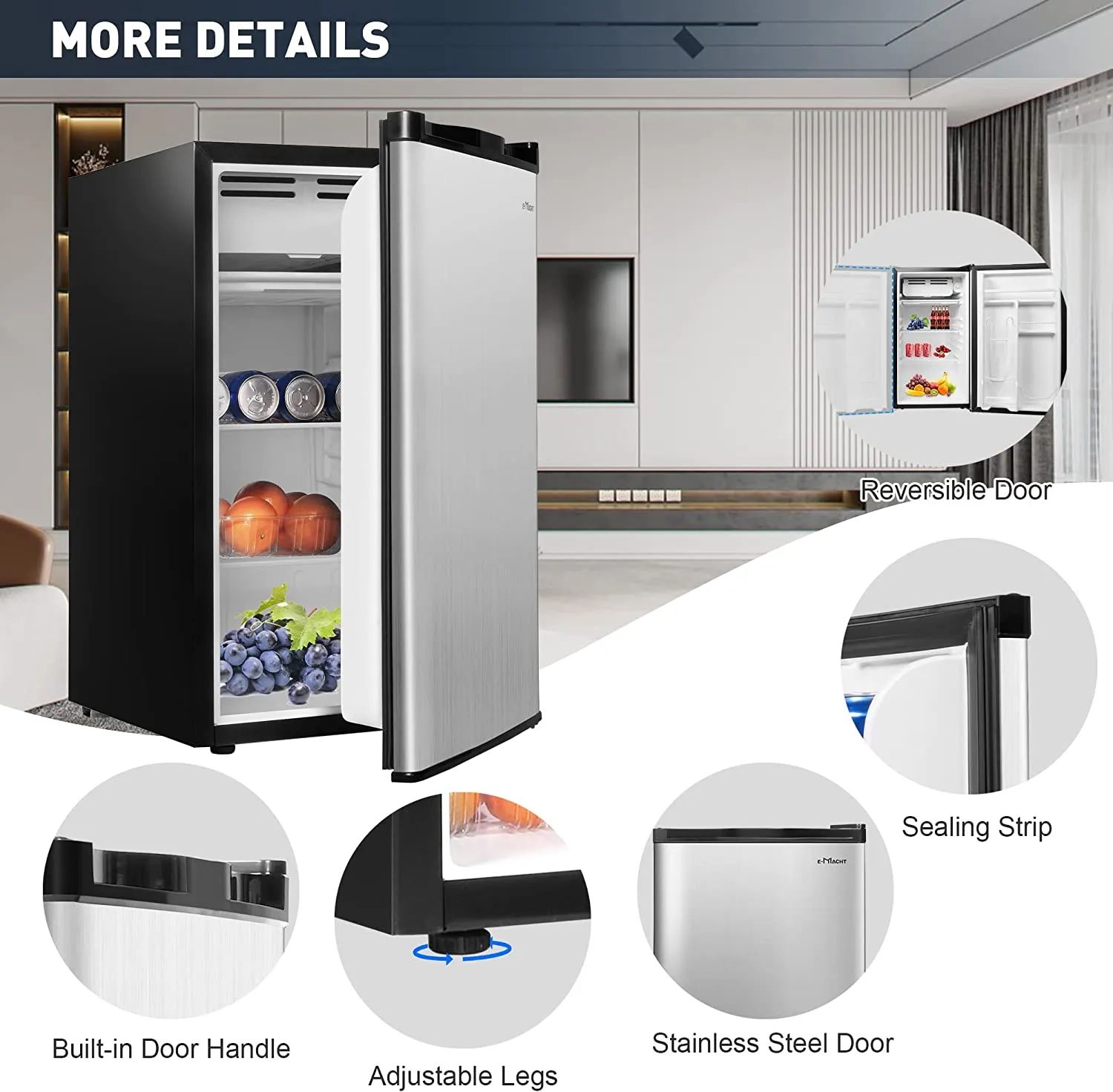 3.2 Cu.ft. Mini Fridge Compact Refrigerator with Freezer for Home/Dorm/Office