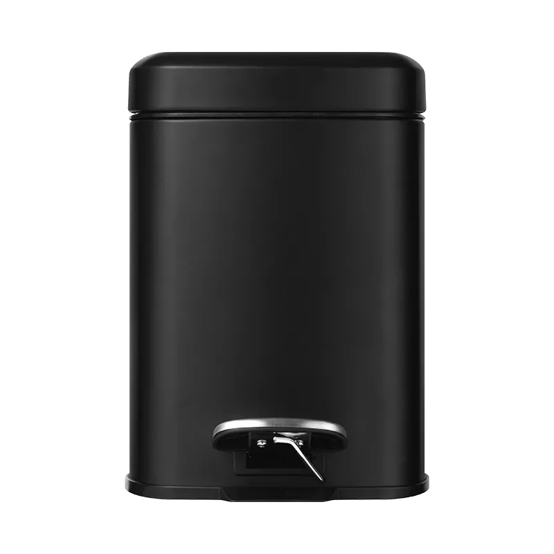 6L Legend Plastic Waste Pedal Dustbin Square Soft Black 100410