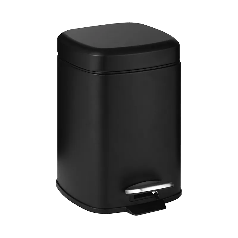 6L Legend Plastic Waste Pedal Dustbin Square Soft Black 100410