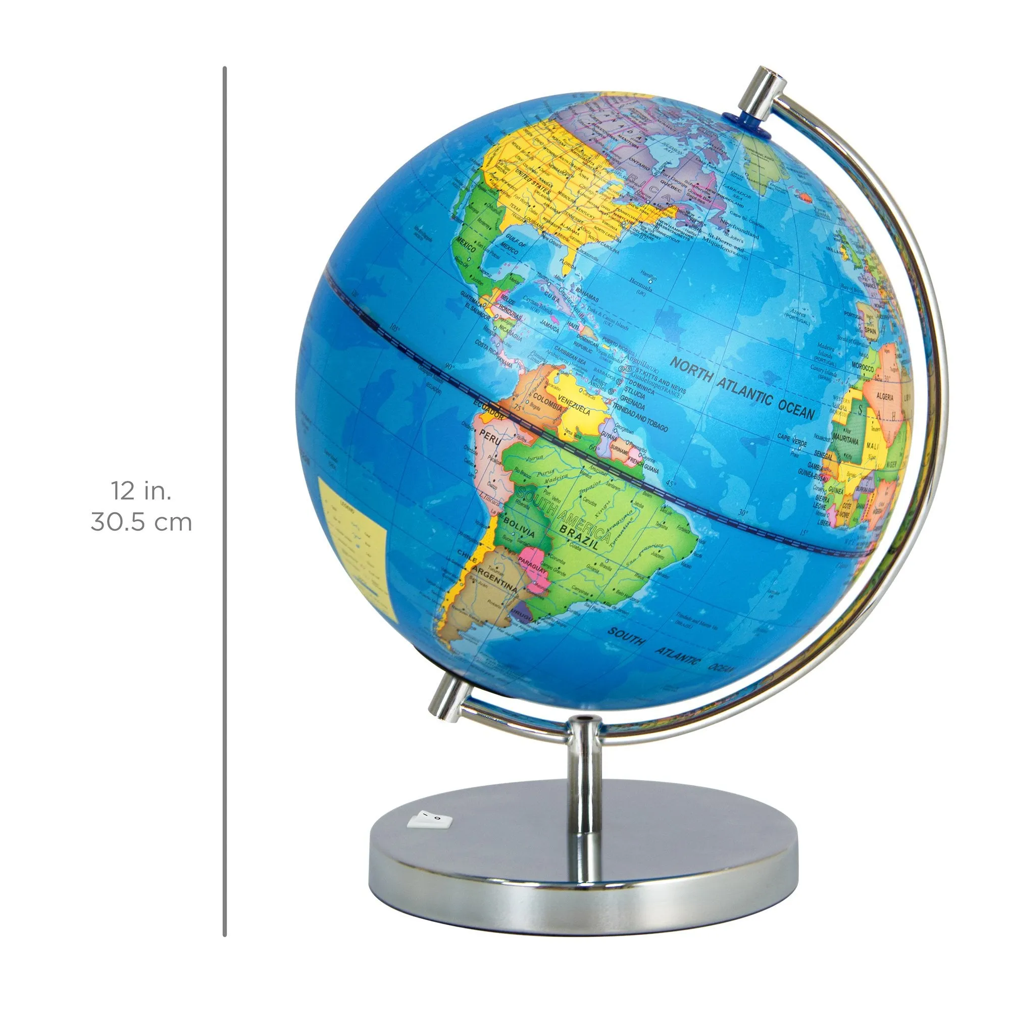 7.5in Light-Up World Geographical Globe w/ Constellations and Illustrations