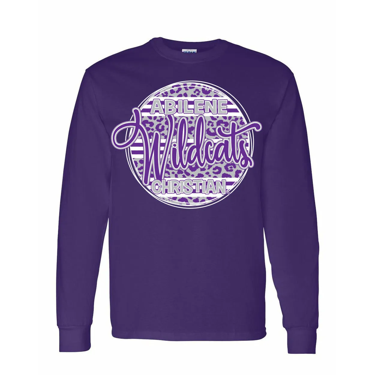 Abilene Christian University Wildcats - Animal Print Stripe Circle Long Sleeve T-Shirt