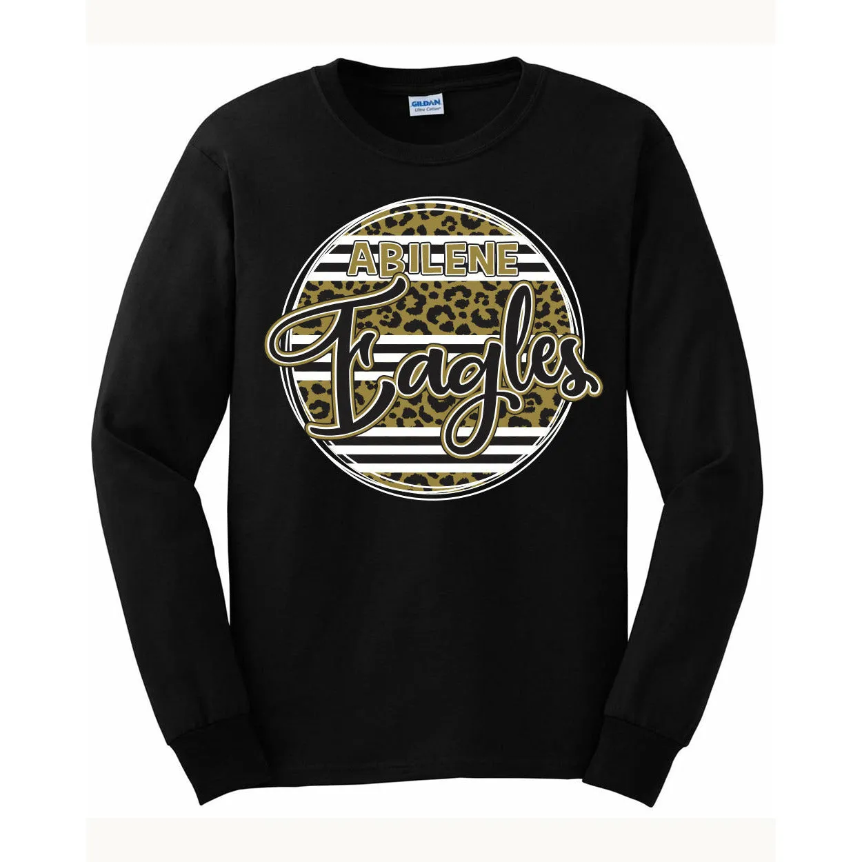 Abilene High Eagles - Animal Print Stripe Circle Long Sleeve T-Shirt