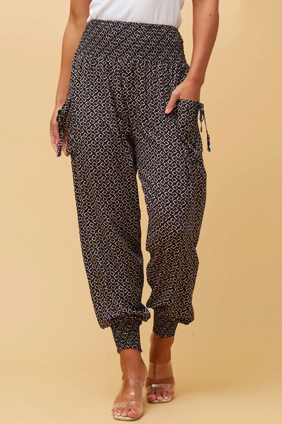 ABSTRACT PRINT BOHO HAREM PANTS