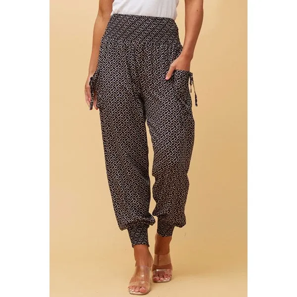 ABSTRACT PRINT BOHO HAREM PANTS