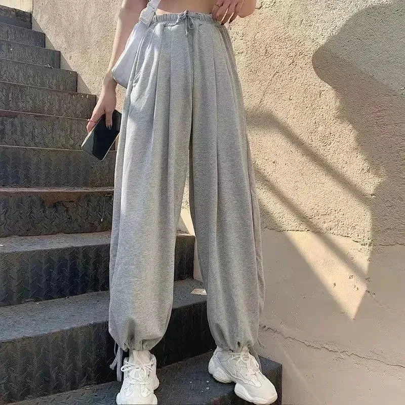 Advbridge  -  Women Hip Hop Streetwear Oversize Pockets Workout Overalls High Waist Drawstring Loose Cargo Pants Harajuku Jogging Trousers