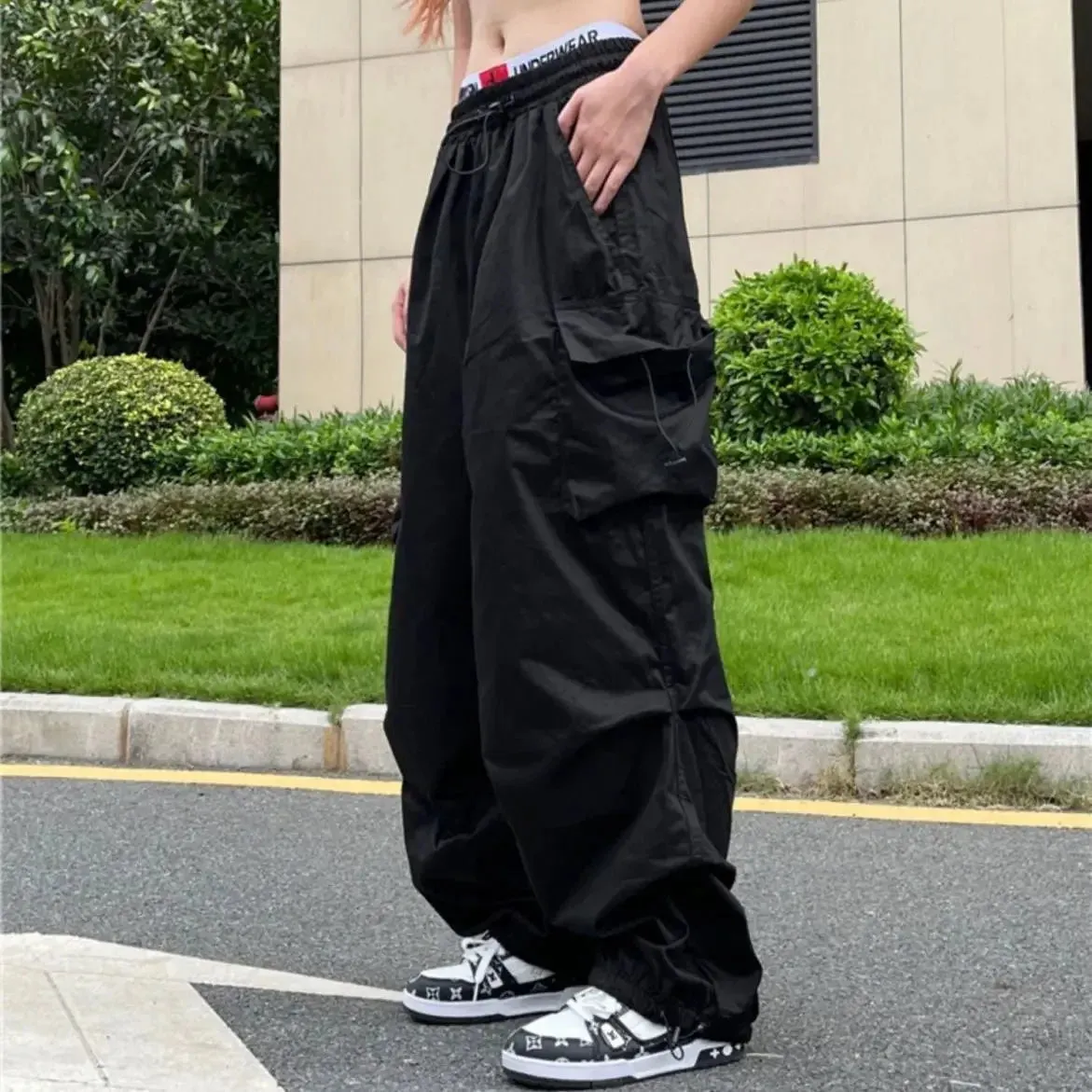 Advbridge  -  Women Hip Hop Streetwear Oversize Pockets Workout Overalls High Waist Drawstring Loose Cargo Pants Harajuku Jogging Trousers