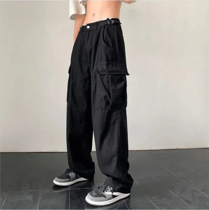 Advbridge  -  Women Low Rise Baggy Casual Joggers Tech Pants Pocket Patchwork Straight Wide Leg Pants Y2K Fashion Cargo Pants Streetwear