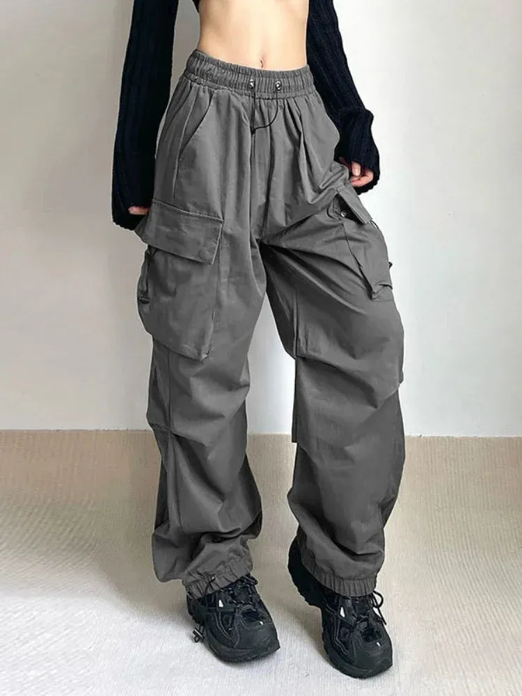 Advbridge  Y2k Hip Hop Wide Leg Joggers Baggy Sweatpants Harajuku Oversized Cargo Parachute Pants Women Streetwear Vintage Overalls