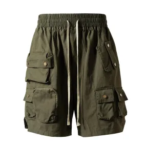 Aidase Hip Hop Y2K Streetwear Cargo Shorts Multi Pockets Tactical Fashion Man Shorts Techwear Harajuku Summer Casual Short Pants