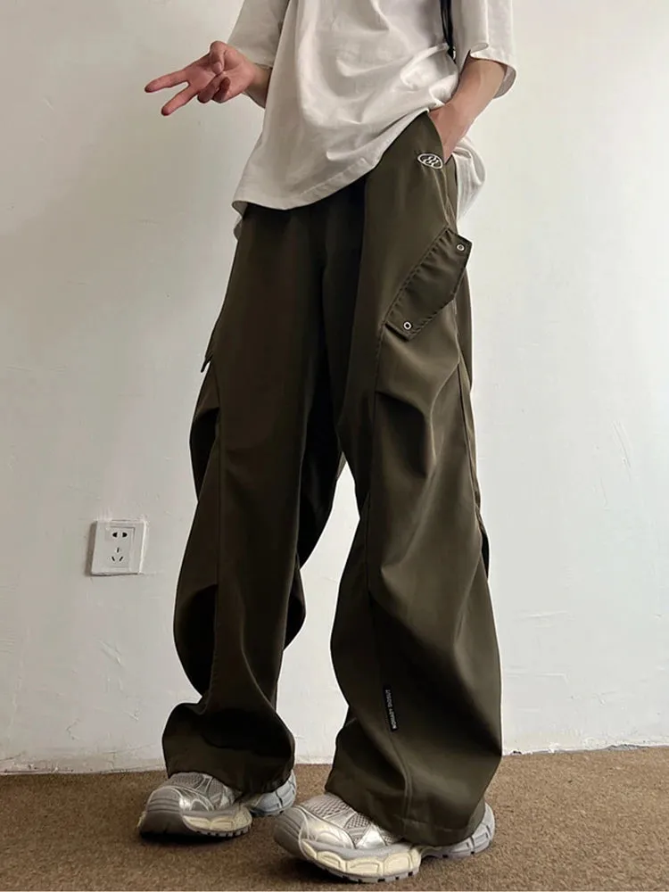 Aidase Parachute Cargo Pants Men Hip Hop Wide Leg Trousers Male Quick Drying Streetwear Loose Oversize Korean Hip Hop