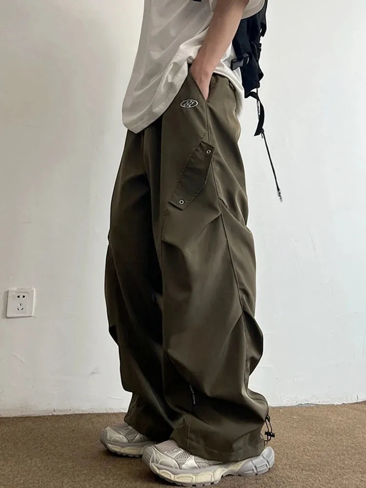 Aidase Parachute Cargo Pants Men Hip Hop Wide Leg Trousers Male Quick Drying Streetwear Loose Oversize Korean Hip Hop