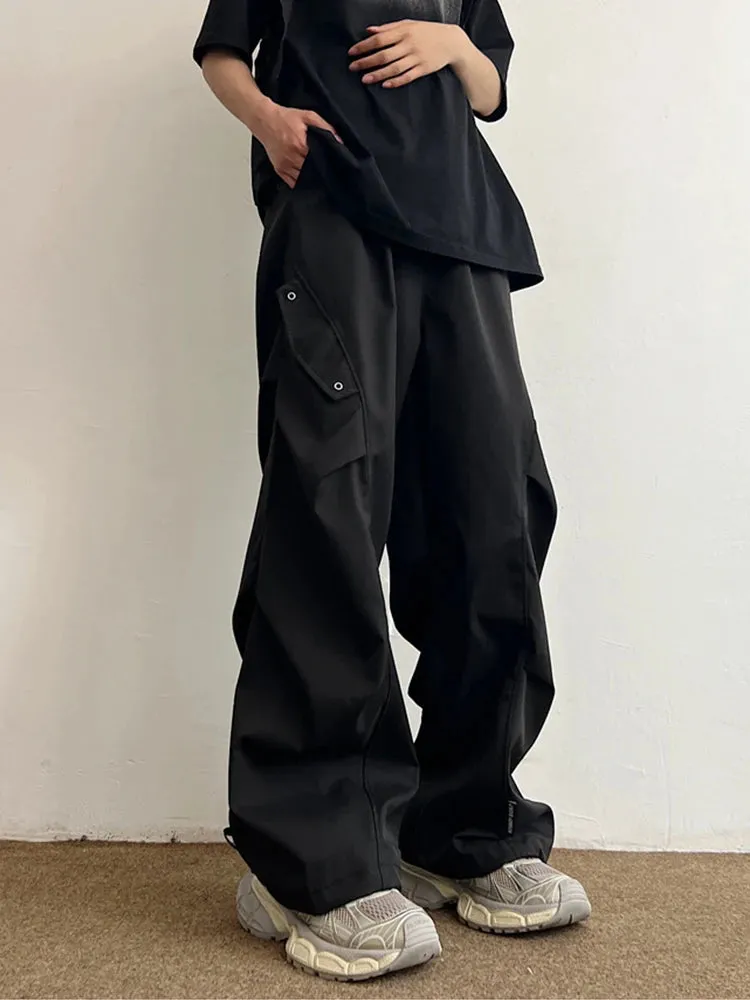 Aidase Parachute Cargo Pants Men Hip Hop Wide Leg Trousers Male Quick Drying Streetwear Loose Oversize Korean Hip Hop