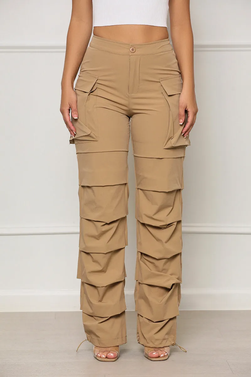 All Truths Ruched Cargo Pants (Tan)- FINAL SALE