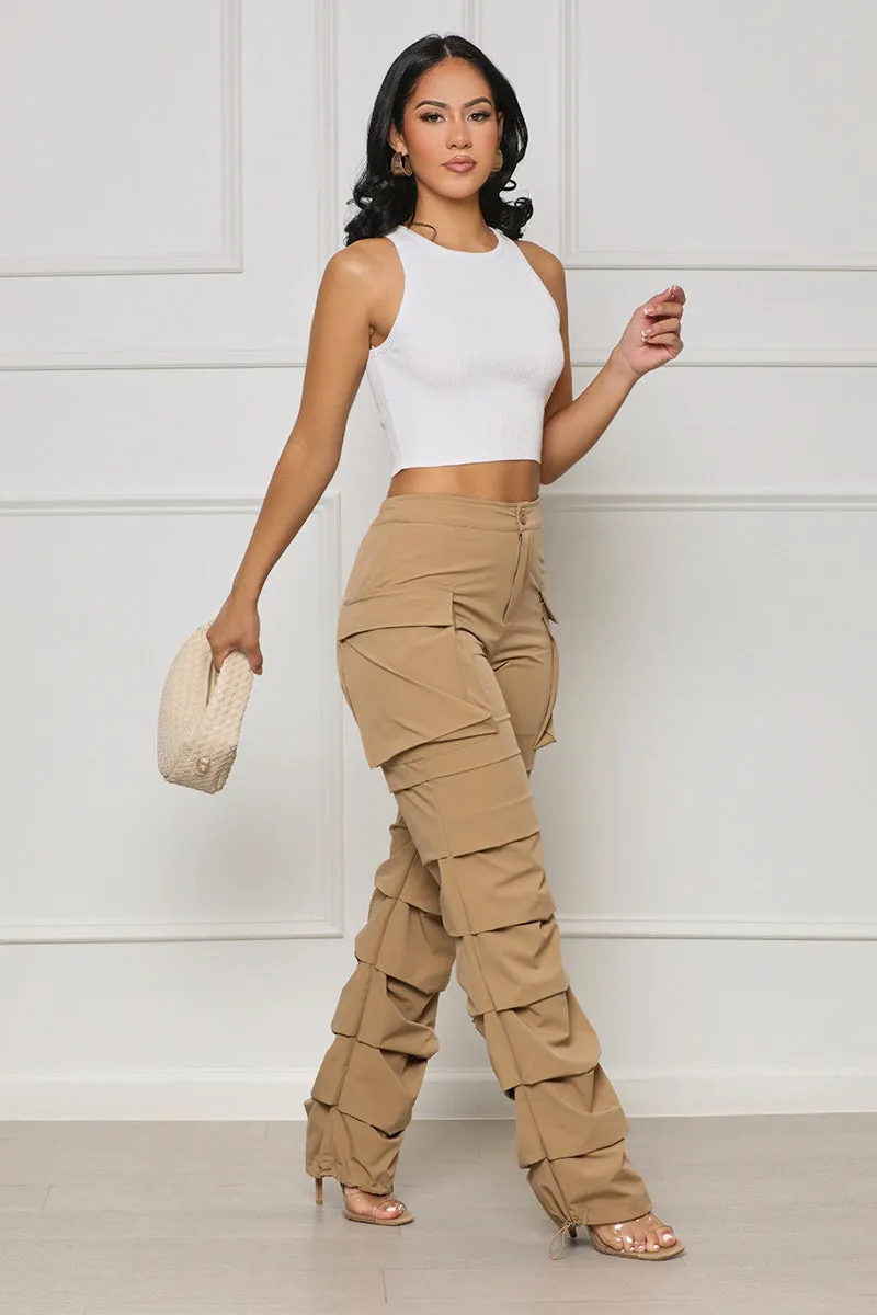 All Truths Ruched Cargo Pants (Tan)- FINAL SALE