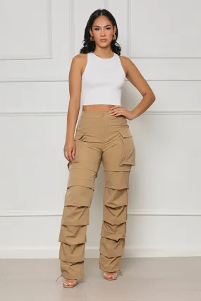 All Truths Ruched Cargo Pants (Tan)- FINAL SALE