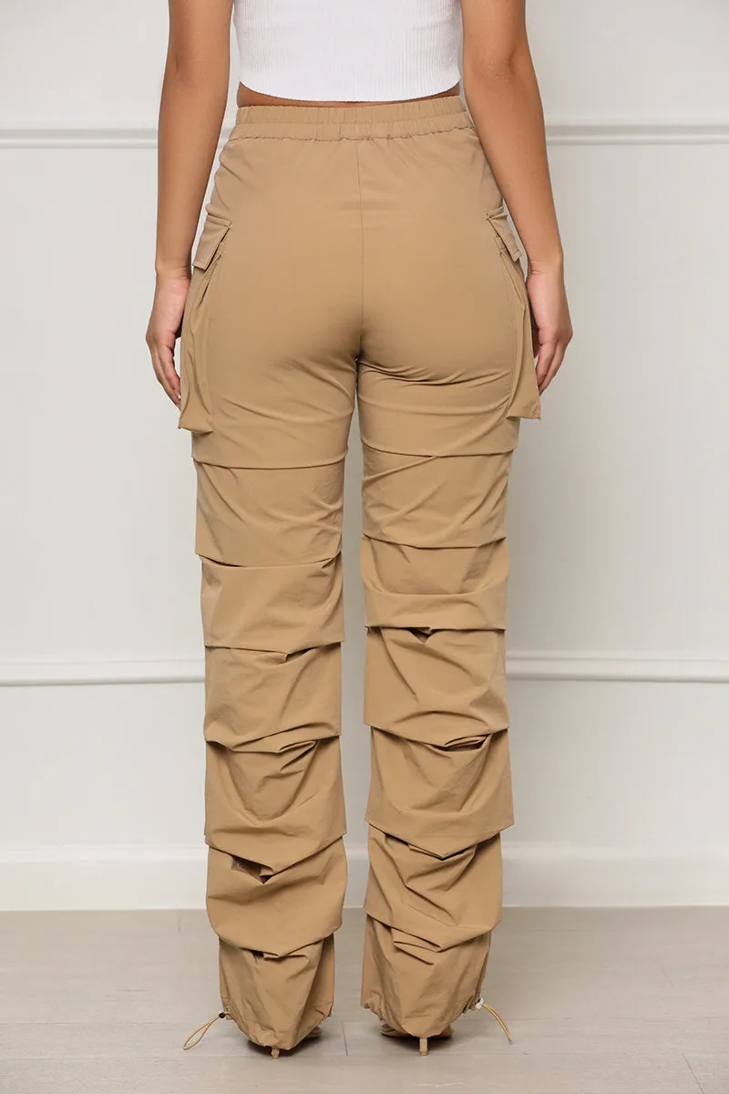 All Truths Ruched Cargo Pants (Tan)- FINAL SALE