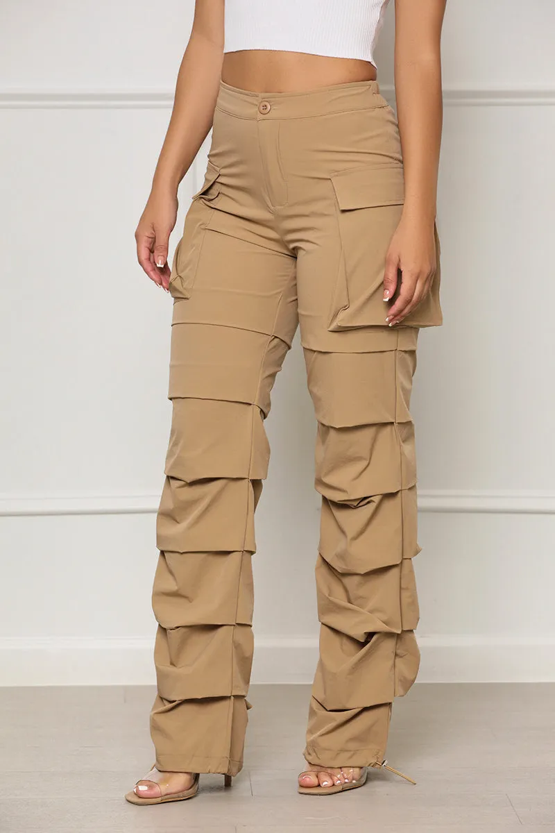 All Truths Ruched Cargo Pants (Tan)- FINAL SALE