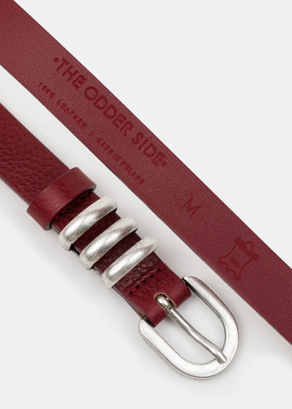 ALWAYS LEATHER BELT BURGUNDY/SILVER