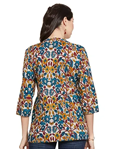 Amazon Brand - Myx Women's Cotton Regular Fit Short Kurti (AW17STK1_Multi-Brown_XX-Large)