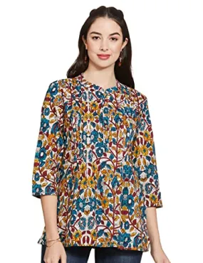 Amazon Brand - Myx Women's Cotton Regular Fit Short Kurti (AW17STK1_Multi-Brown_XX-Large)