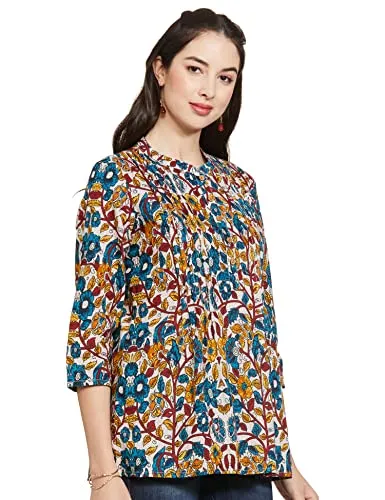 Amazon Brand - Myx Women's Cotton Regular Fit Short Kurti (AW17STK1_Multi-Brown_XX-Large)