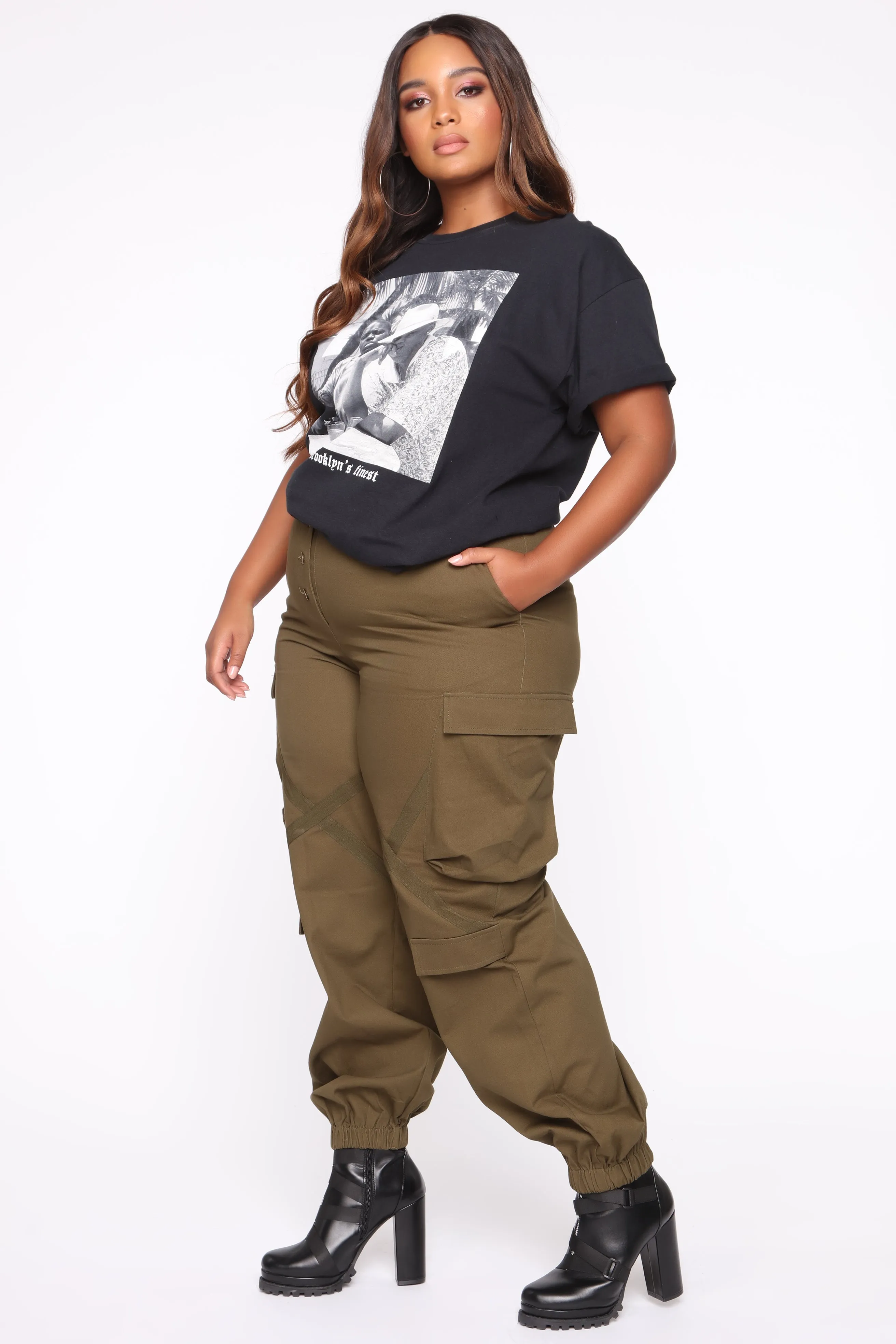 Amelia Oversized Cargo Pants - Olive