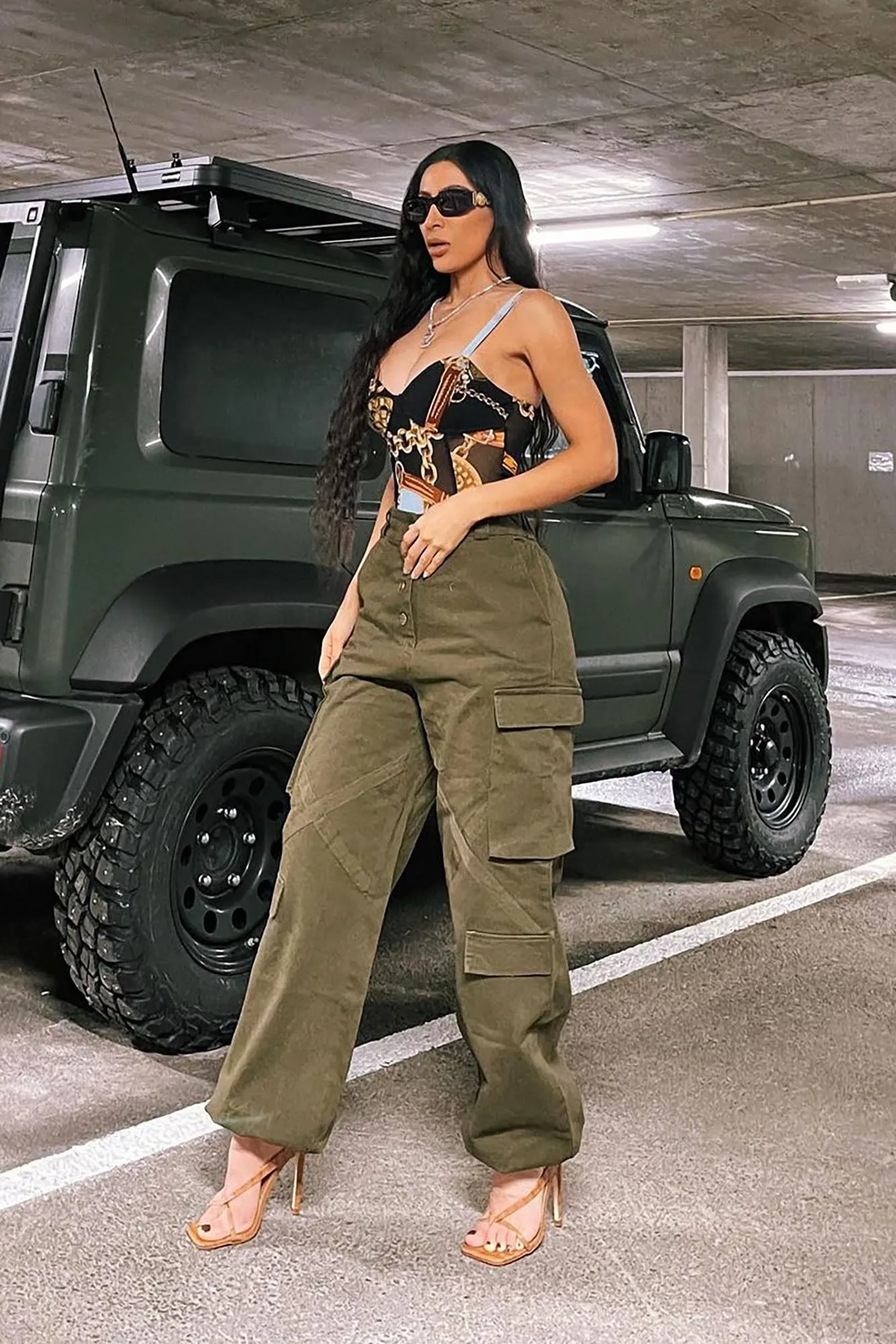 Amelia Oversized Cargo Pants - Olive