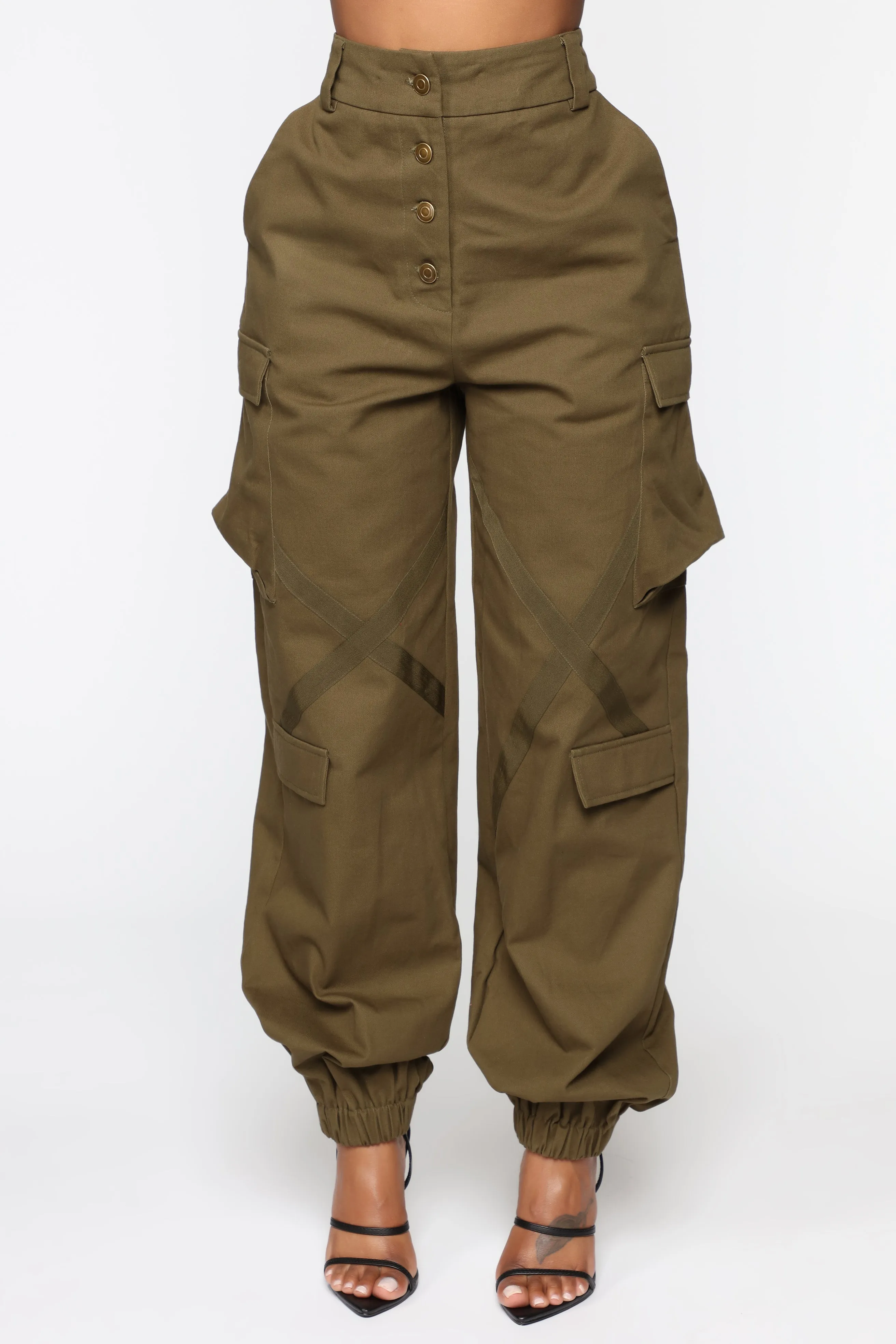 Amelia Oversized Cargo Pants - Olive