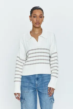 Arlo Polo Sweater Ecru - Taupe Stripe