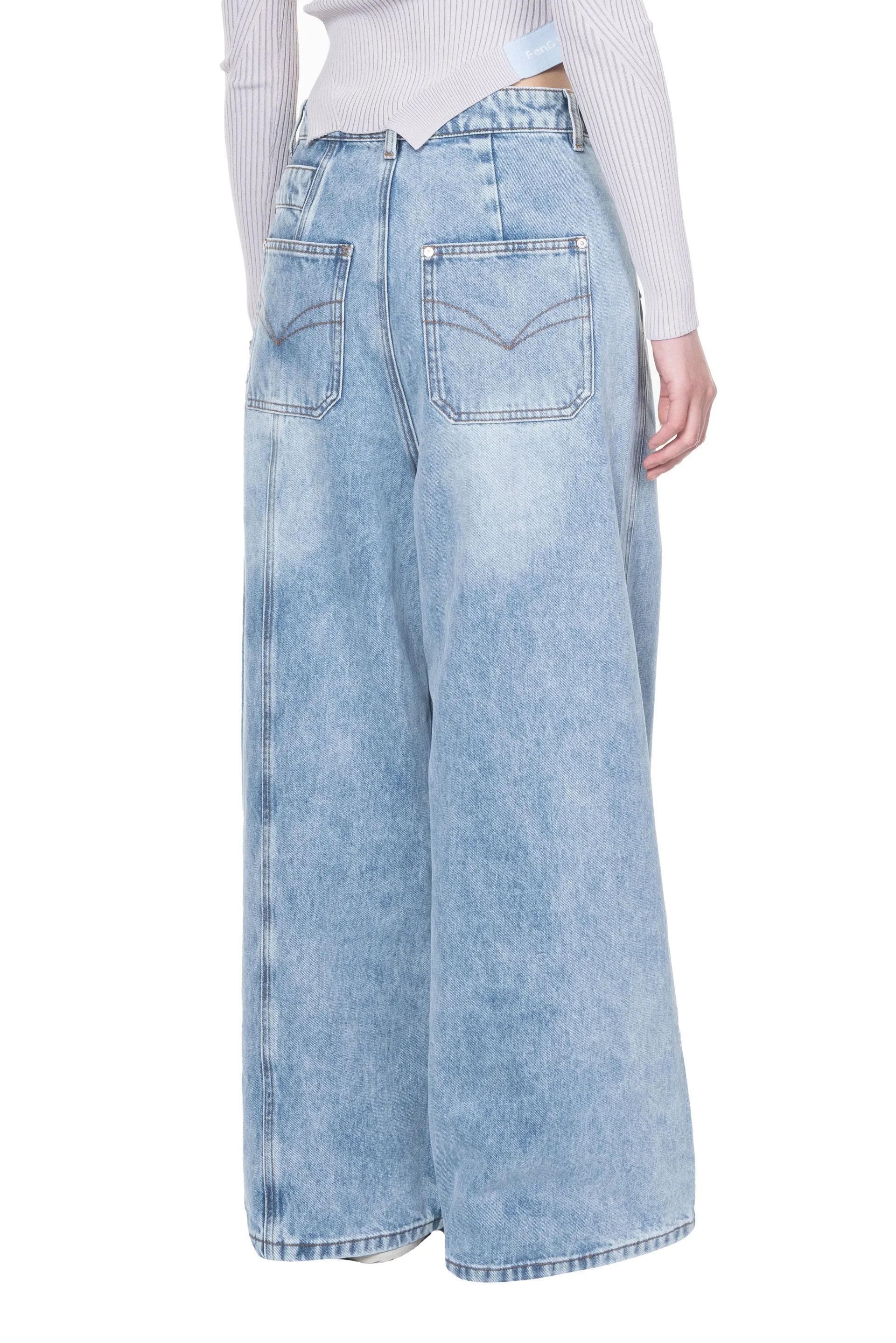 Asymmetric Wide Leg Jeans with Panel Remake