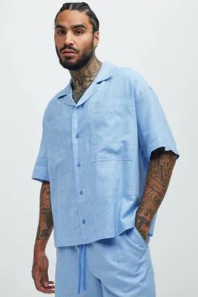 Bahamas Linen Cuban Shirt - Ice Blue