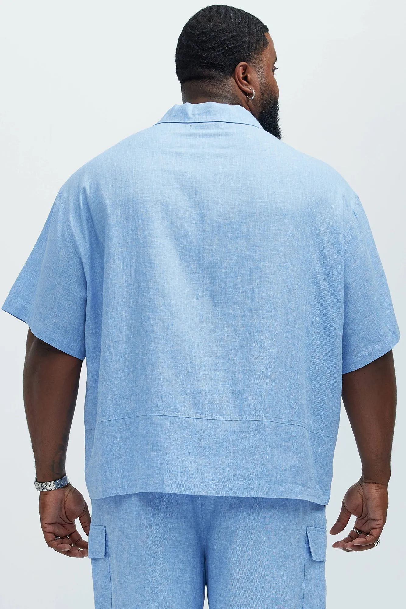 Bahamas Linen Cuban Shirt - Ice Blue