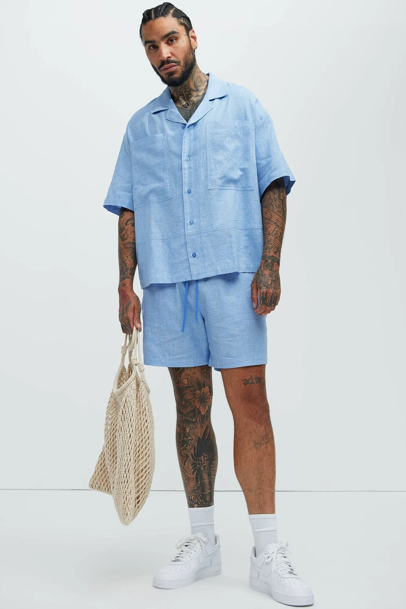 Bahamas Linen Cuban Shirt - Ice Blue