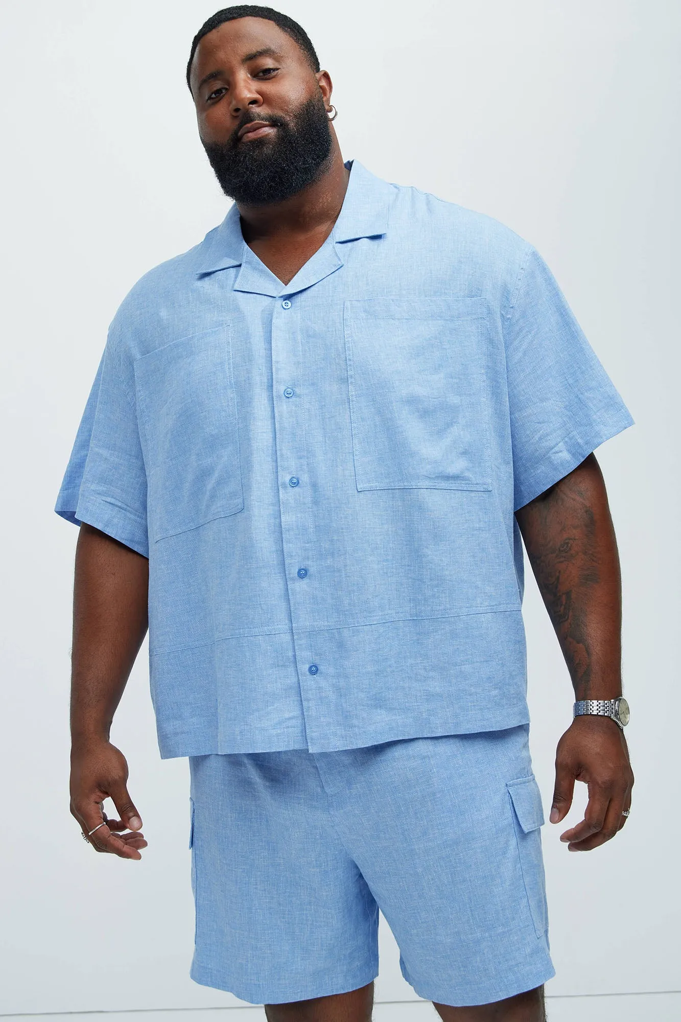 Bahamas Linen Cuban Shirt - Ice Blue