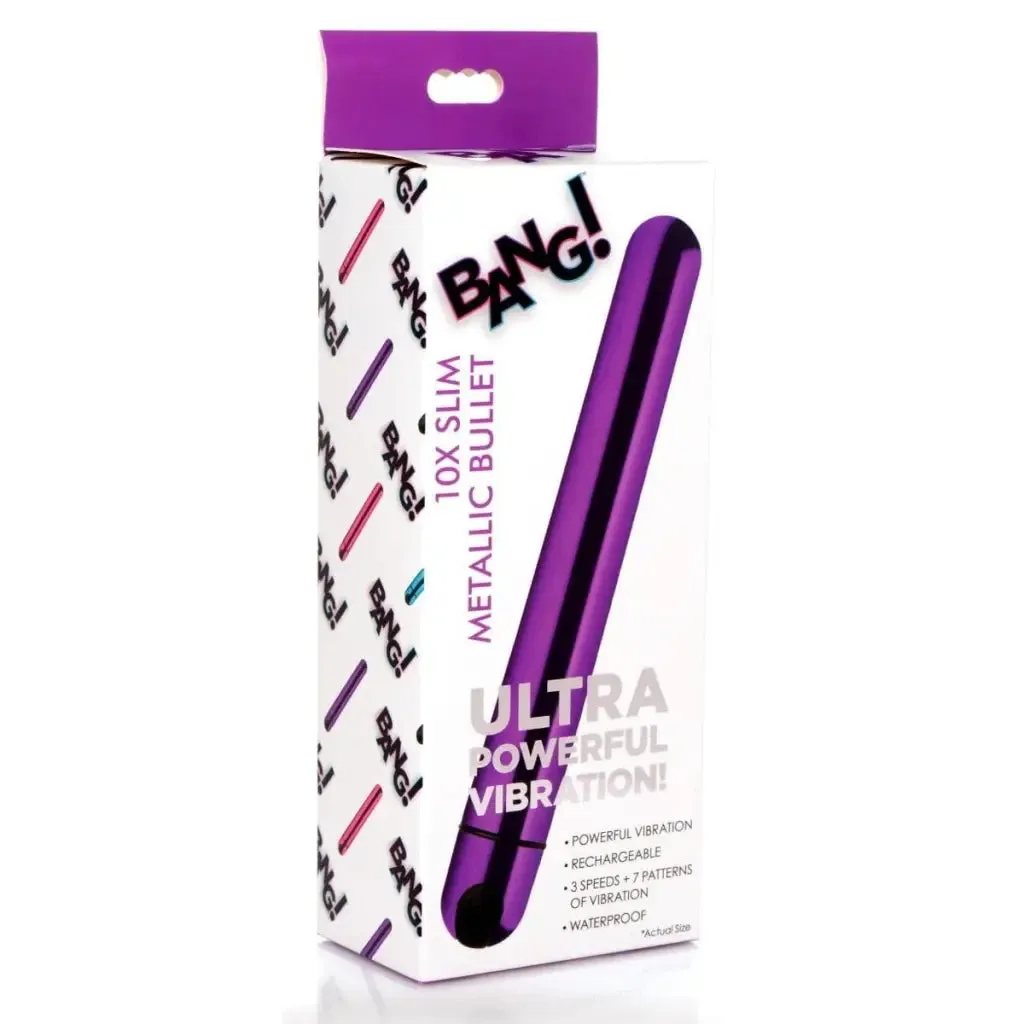 BANG! 10x Slim Metallic Bullet Shaped Vibrator