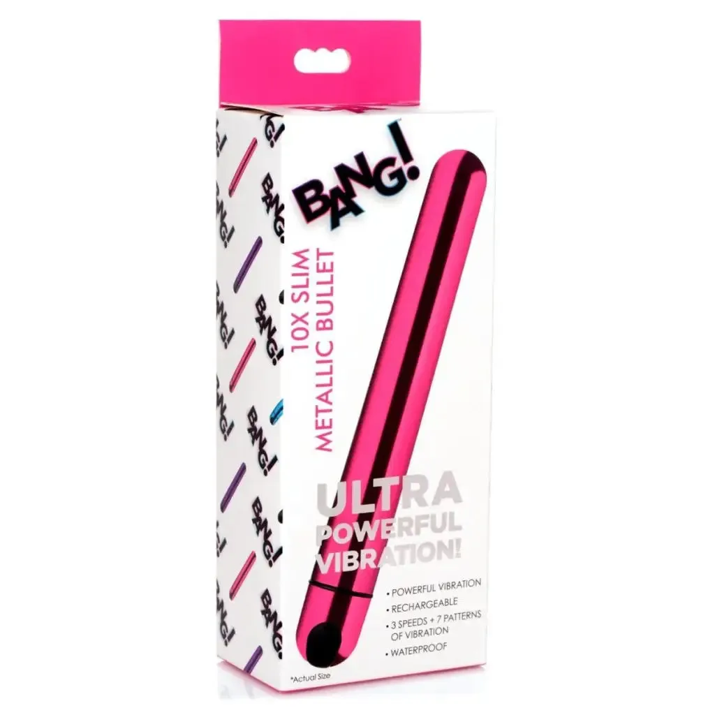 BANG! 10x Slim Metallic Bullet Shaped Vibrator