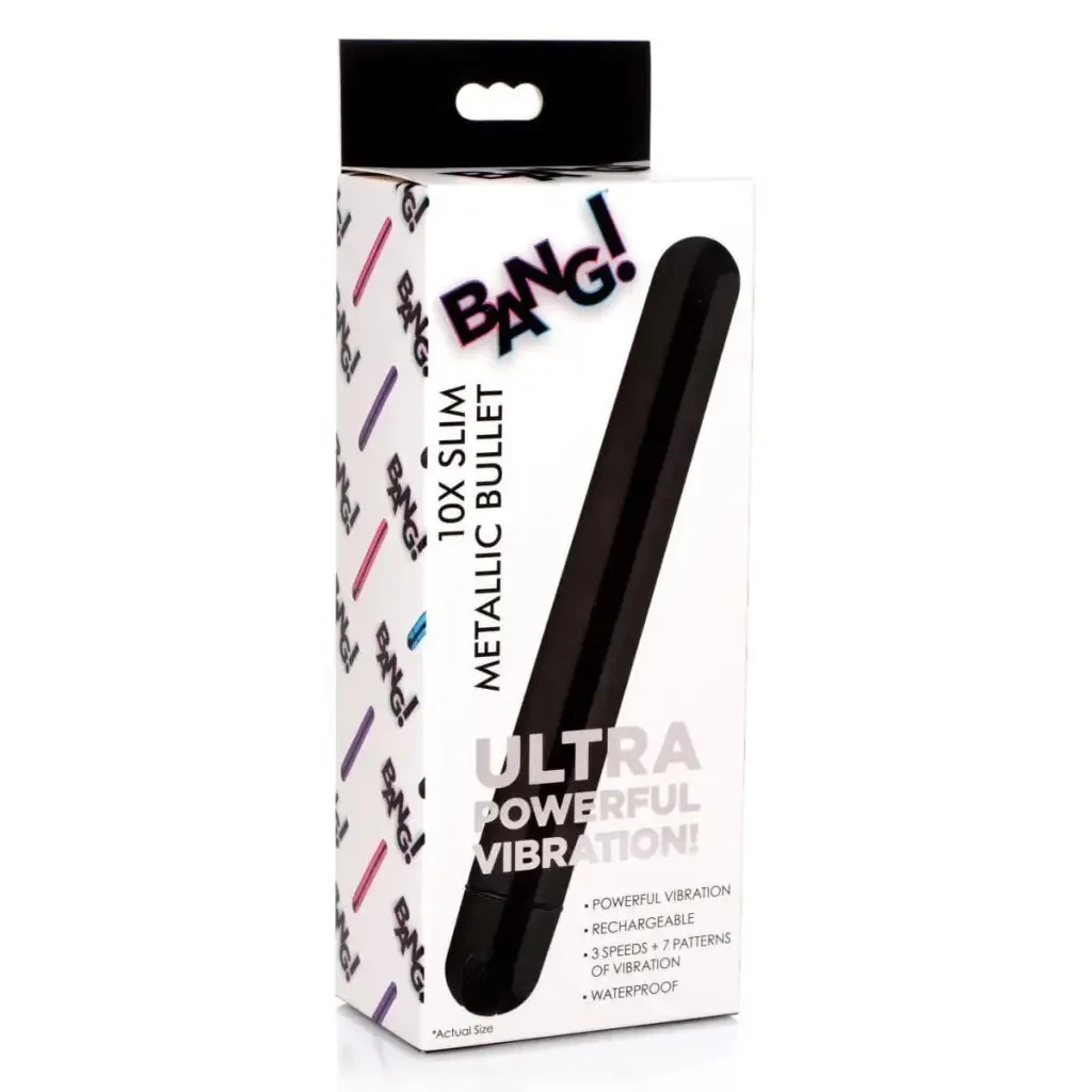 BANG! 10x Slim Metallic Bullet Shaped Vibrator