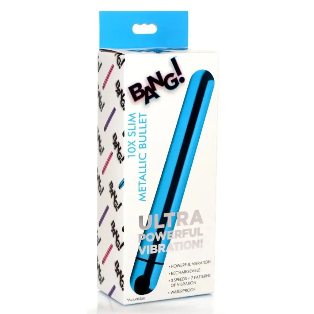 BANG! 10x Slim Metallic Bullet Shaped Vibrator