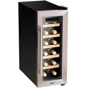 Baridi 12 Bottle Wine Cooler with Digital Touch Screen Controls & LED Light, Stainless Steel - DH28