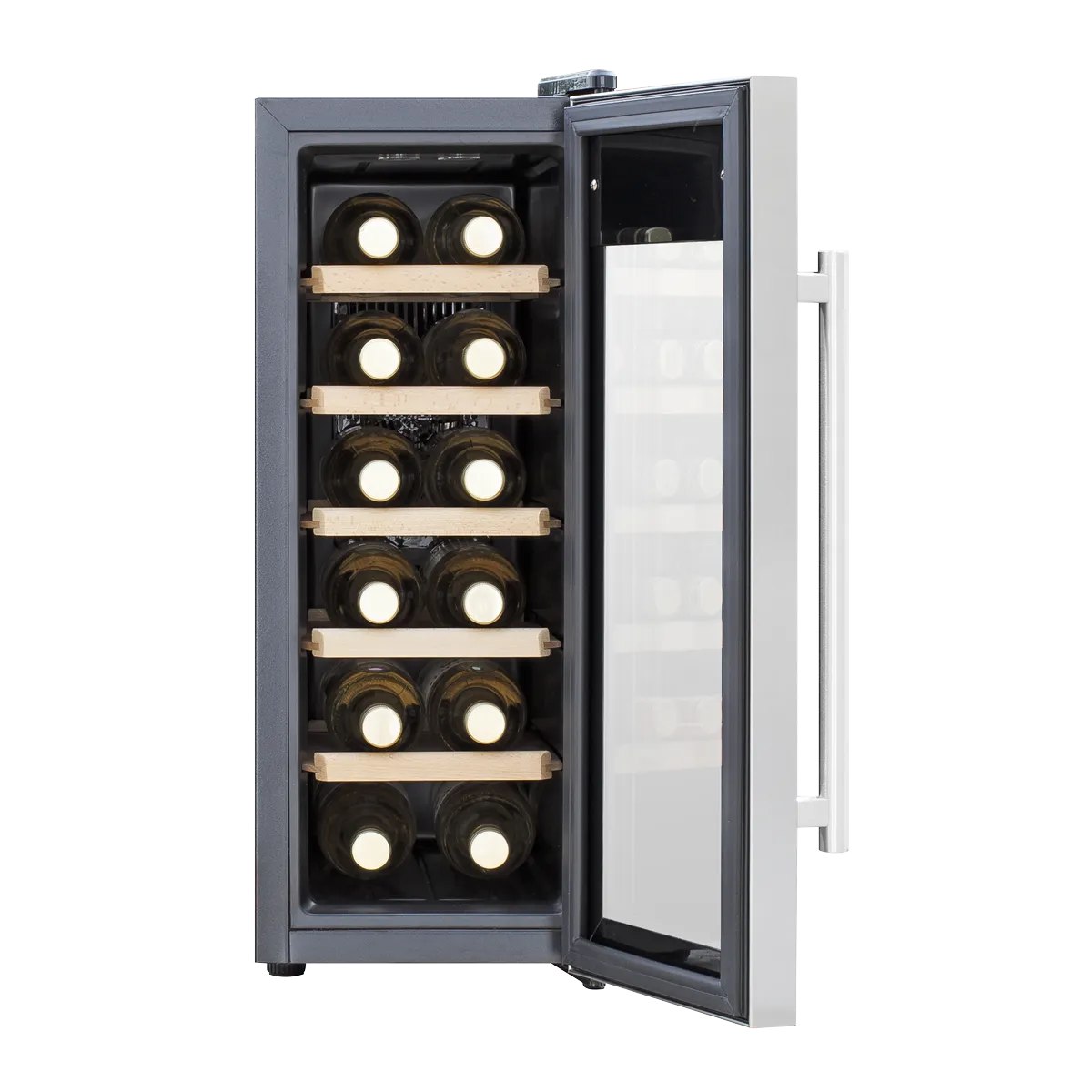 Baridi 12 Bottle Wine Cooler with Digital Touch Screen Controls & LED Light, Stainless Steel - DH28