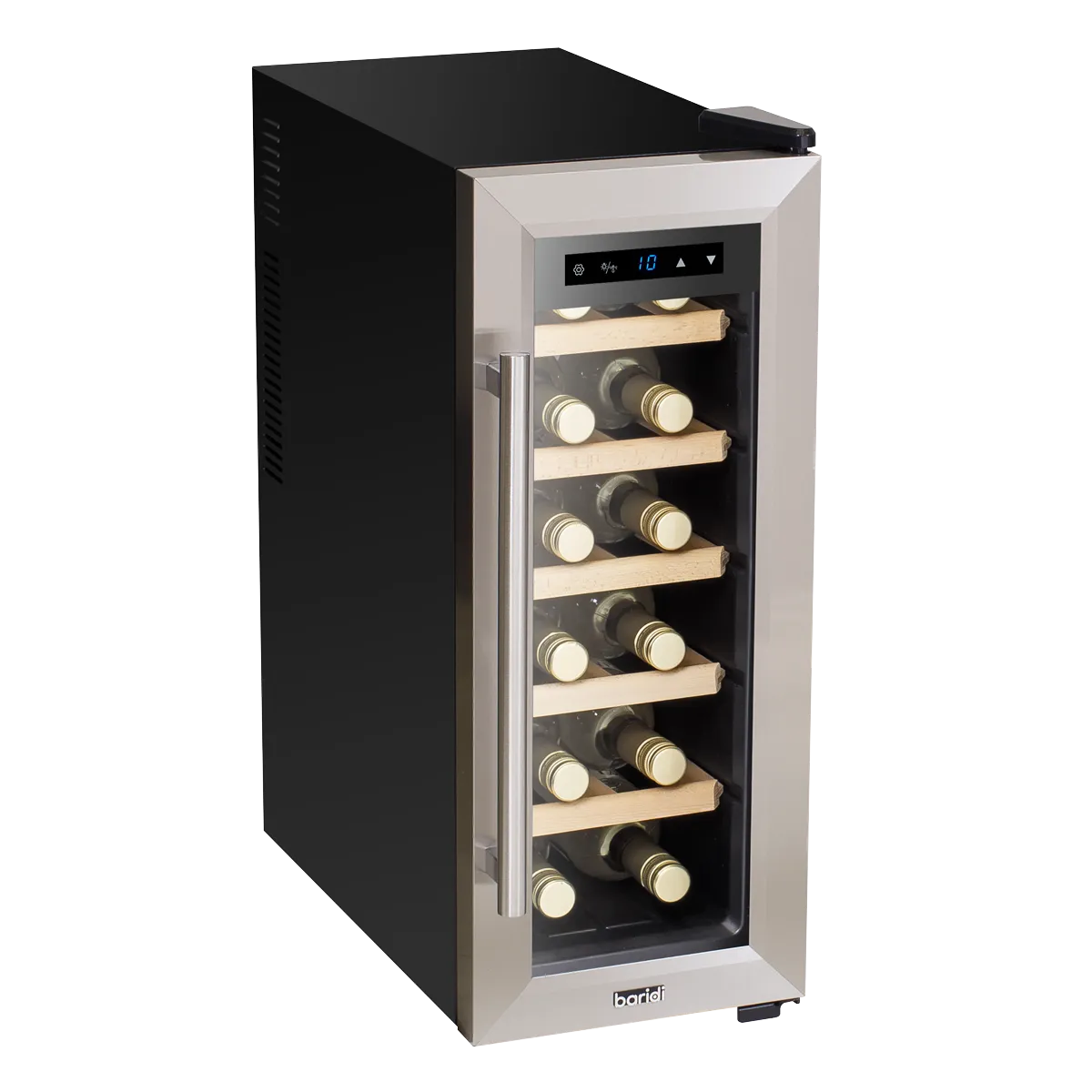 Baridi 12 Bottle Wine Cooler with Digital Touch Screen Controls & LED Light, Stainless Steel - DH28