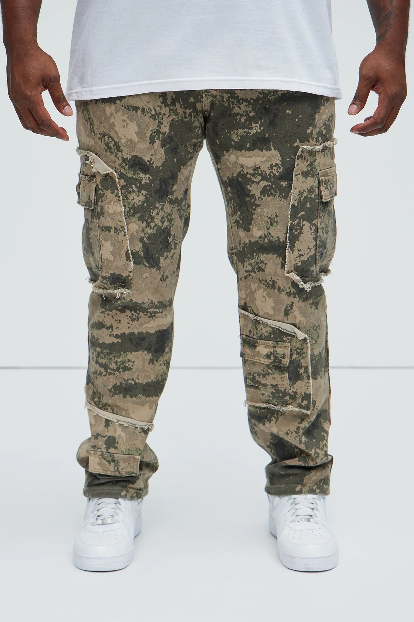 Be That Frayed Cargo Straight Pants - Grey/combo