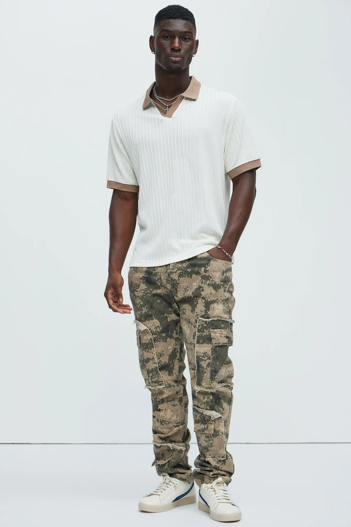 Be That Frayed Cargo Straight Pants - Grey/combo