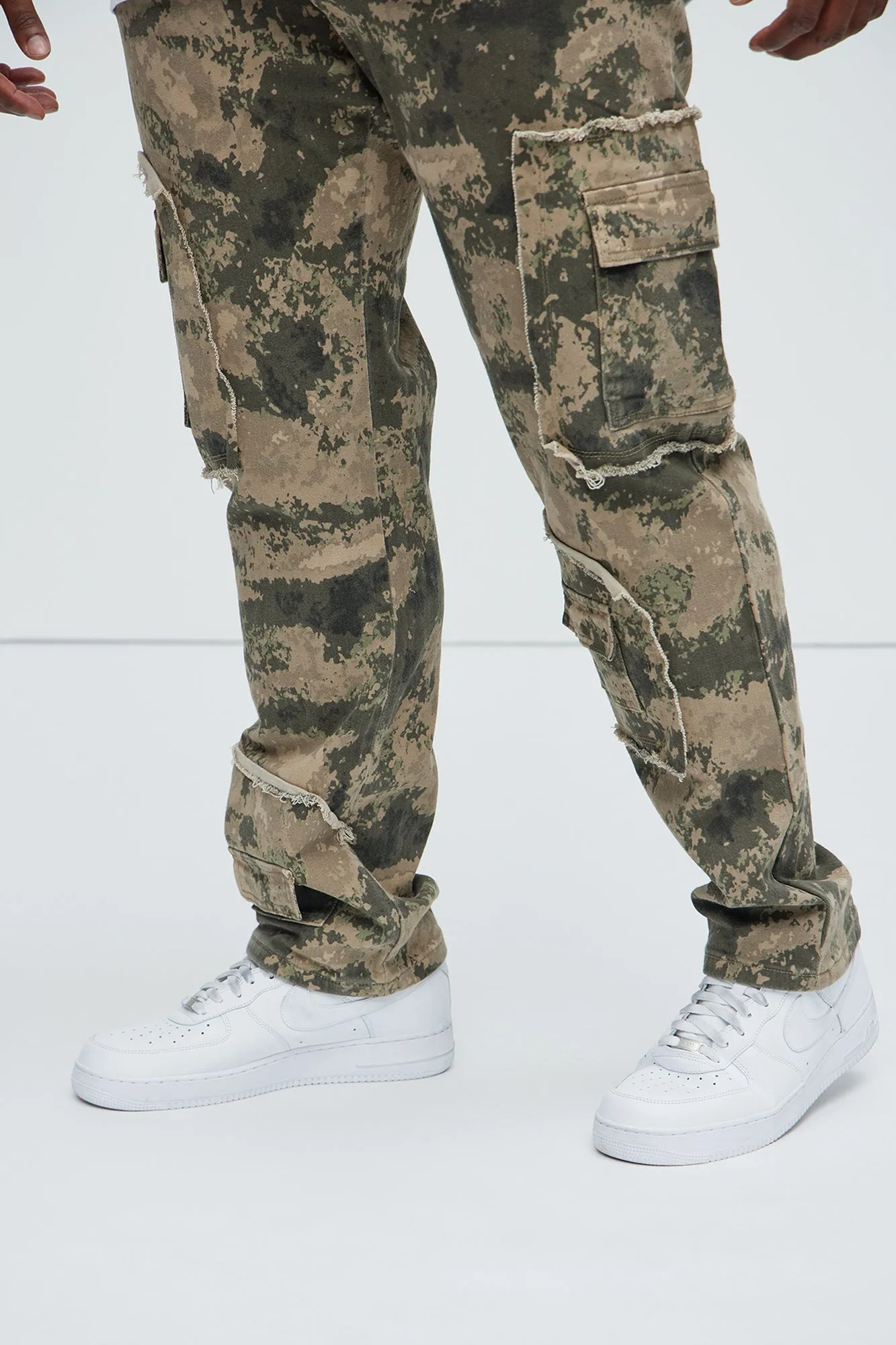 Be That Frayed Cargo Straight Pants - Grey/combo