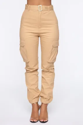 Belt It Out Cargo Joggers - Khaki