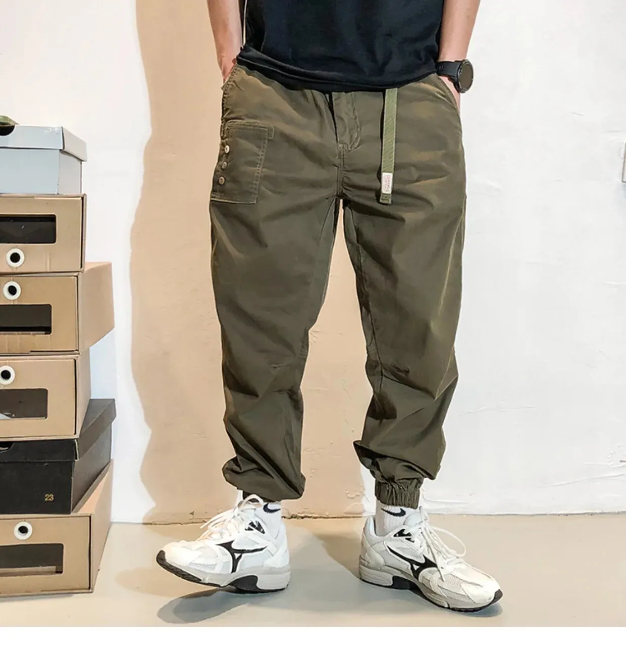 Belted Cuffed Cargo Pants